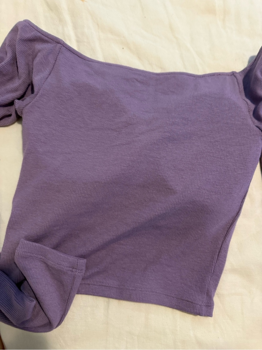 KN Purple Off-Shoulder Long Sleeve Women's Top EUC 1358 - Picture 7 of 10